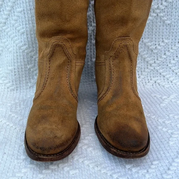 Women’s Frye Jane Stitch Oiled Suede Leather Boots sz 8 - Picture 5 of 14